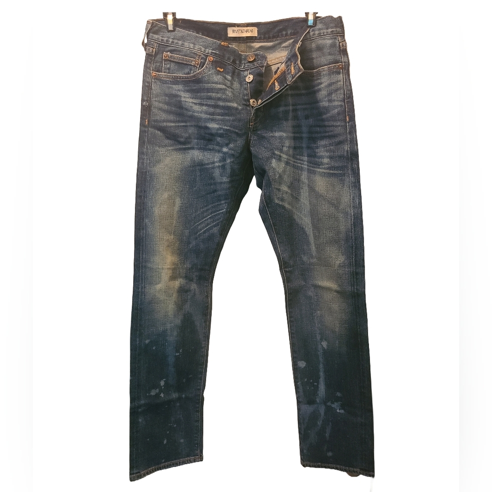 Machine Blue Skinny Jeans with Vintage Fading